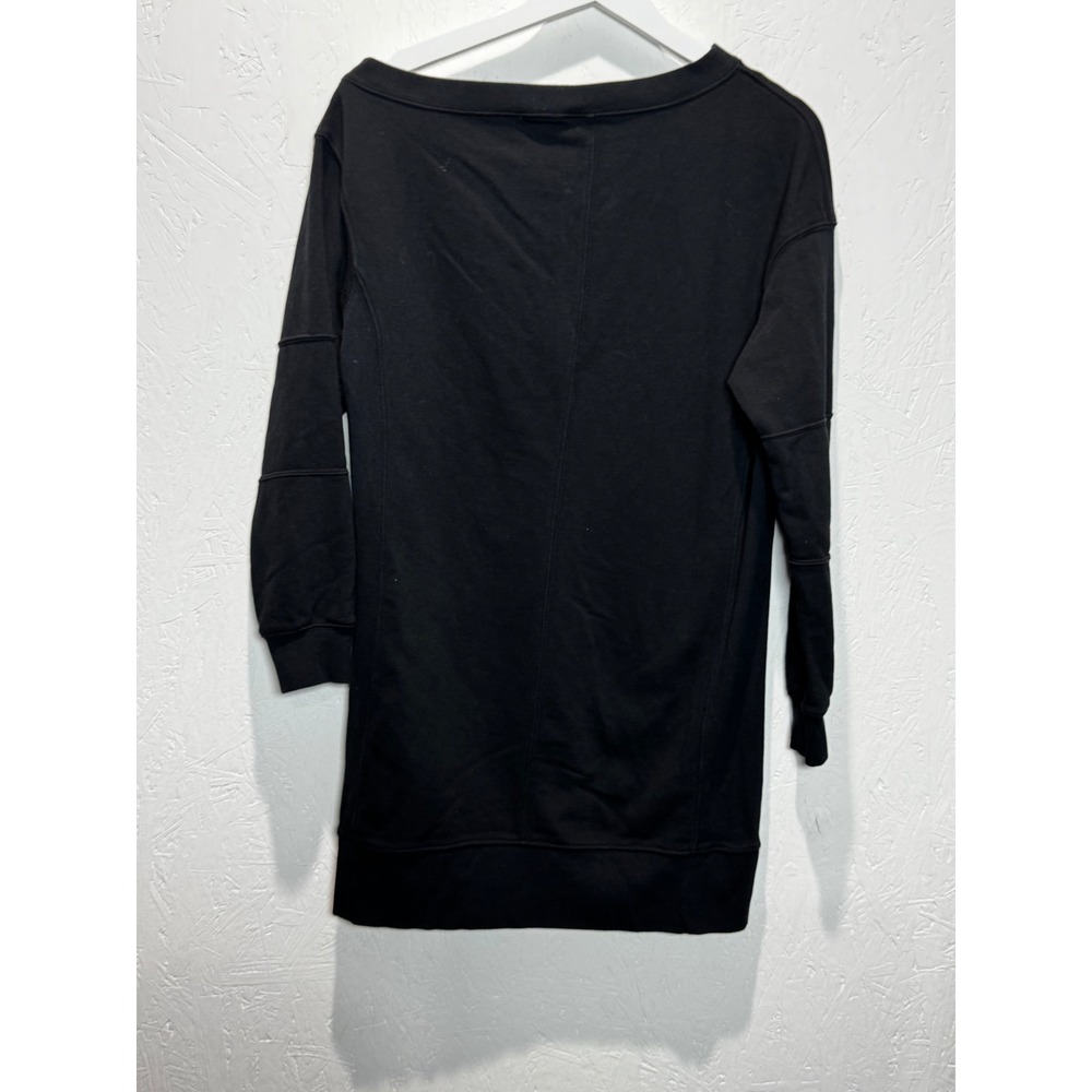 REISS Portia Black Off-The-Shoulder Sweatshirt Dress Size S Long Sleeve Mini - Picture 7 of 7